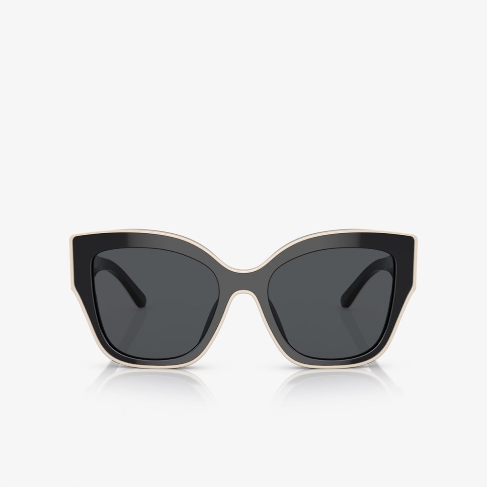 NIB TORY BURCH Sunglasses TY 7184 U 192987 Black With Ivory Piping